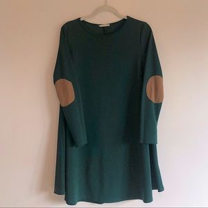 Green Skater Dress w/ Elbow Patches - Large
